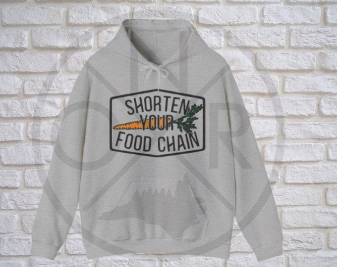 Shorten Your Food Chain Carrot Permaculture Sustainability Homestead Unisex Heavy Blend™ Hooded Sweatshirt