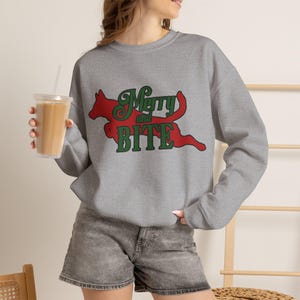 Merry And Bite Belgian Malinois Dutch Shepherd PPK9 K9 Christmas Sweater Unisex Heavy Blend Crewneck Sweatshirt