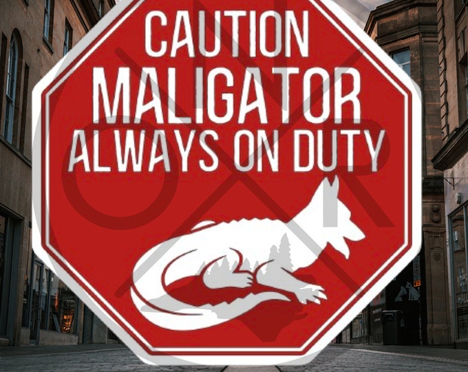 Maligator Always On Duty Beware Of Dog Belgian Mal Malinois Front Door Keep Out Security Die-Cut Sticker