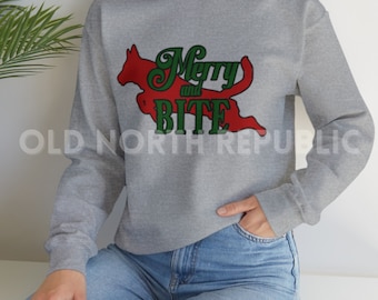 Merry And Bite Belgian Malinois Dutch Shepherd PPK9 K9 Christmas Sweater Unisex Heavy Blend Crewneck Sweatshirt