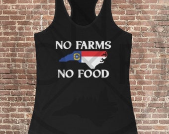 No Farms No Food North Carolina NC Agriculture Farm Homestead Eat Local Grow Food Support Local Farms Women's Ideal Racerback Tank