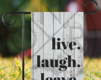 Live Laugh Lassen Faux Holz Hintergrund Haustür Un-Willkommen Willkommen-ish 12 x 18 Garten Flaggenstange Nicht Enthalten