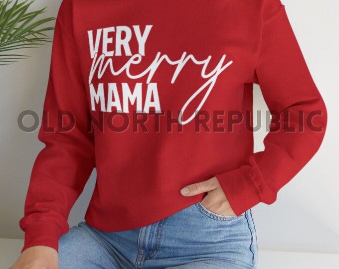 Very Merry Mama Christmas Holiday Unisex Heavy Blend Crewneck Sweatshirt