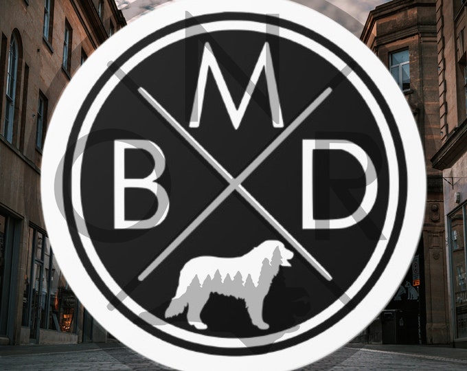 Minimalist BMD Bernese Mountain Dog Crossed Lines Round Vinyl Sticker