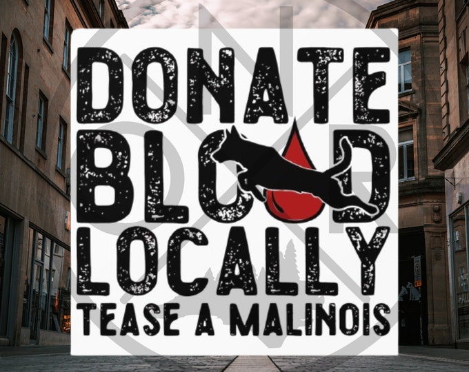 Donate Blood Locally Tease A Malinois Belgian Mal Maligator PPK9 Indoor/Outdoor Square Sticker