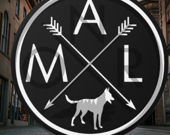 Minimalist Crossed Arrows Belgian Malinois MAL Maligator Round Vinyl Sticker