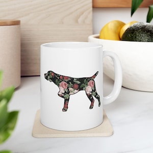 GSP Floral Dog Mug: German Shorthair Pointer Coffee Cup