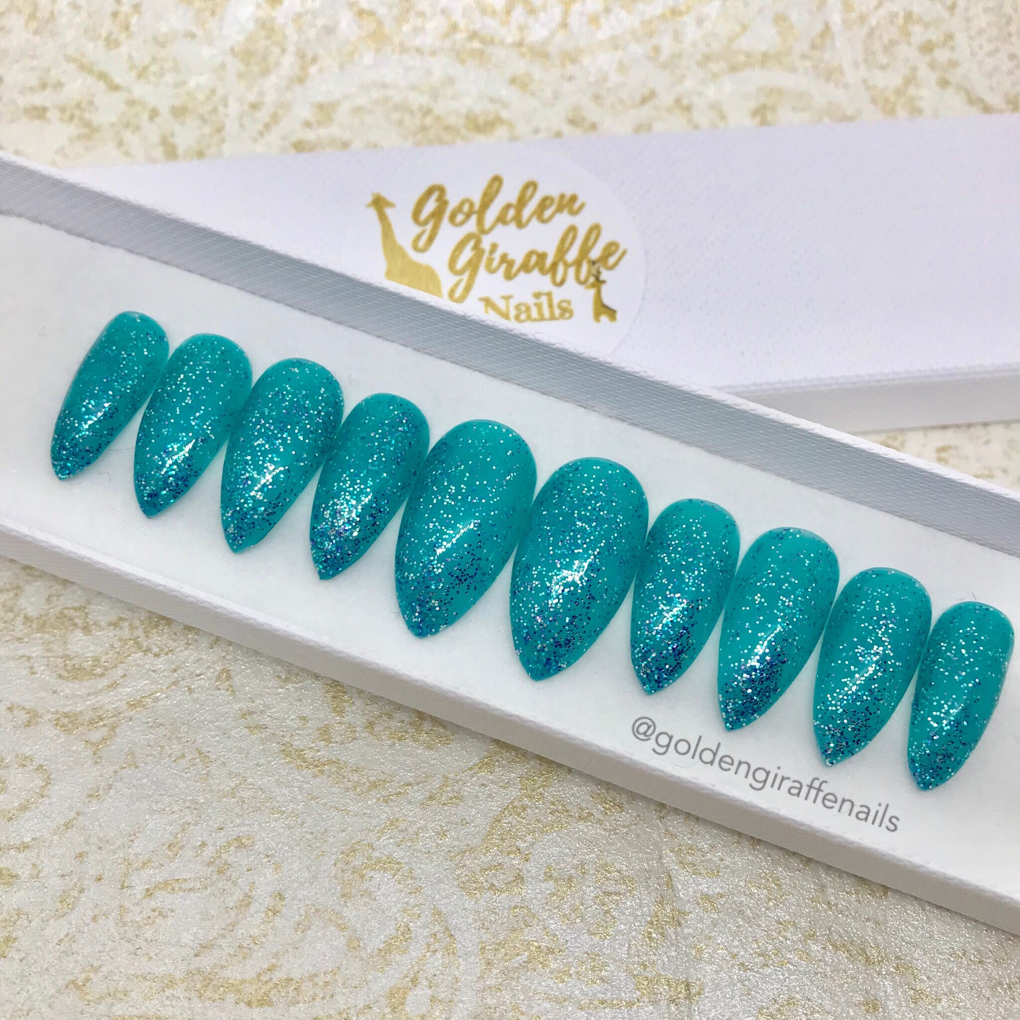Petrol Glitzer Falsche Nagel Presse Auf Gel Nail Art Etsy