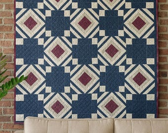 Modern quilt pattern, Midnight Mosaic Quilt Pattern, Modern Geometric Design, PDF Pattern for Quilters