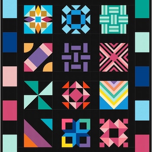 Modern Sampler Quilt Pattern: Colorful Blocks (PDF Pattern)