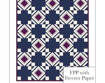 Modern quilt pattern, Midnight Mosaic Quilt Pattern, Modern Geometric Design, PDF Pattern for Quilters