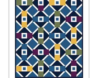 Modern quilt pattern, Pathways – Modern Geometric Quilt Pattern (PDF Digital Download)