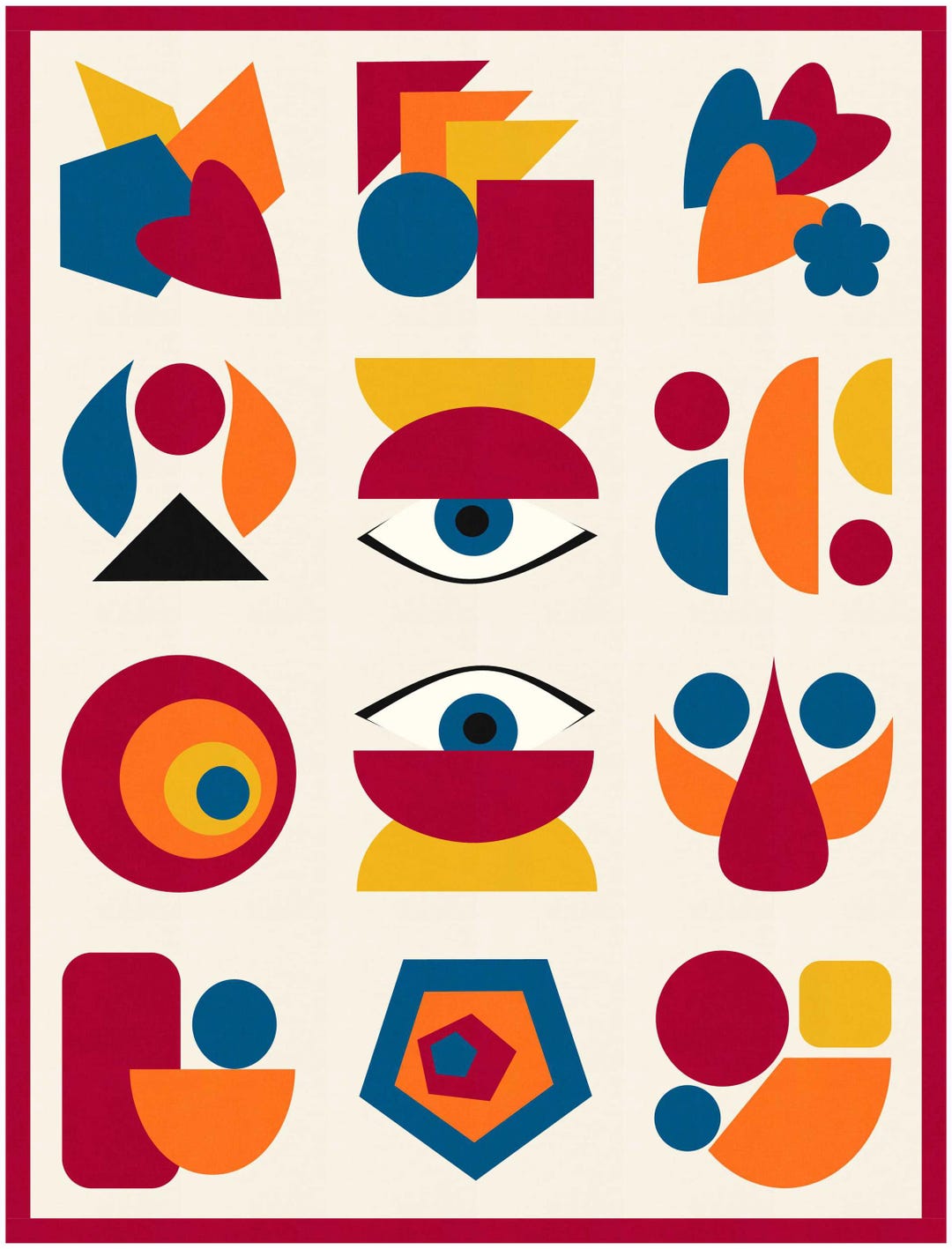 Modern Sign Patterns Midcentury Modern Pattern, Wall Hanging, Sunset Symbols - Etsy