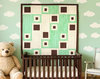 Baby Quilt Pattern – Modern Geometric PDF for Crib Quilt or Nursery Blanket, Sugarplum Steps