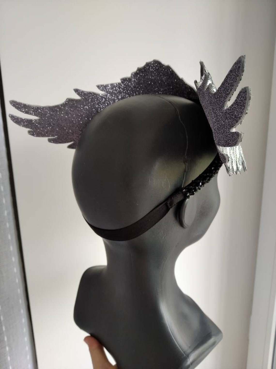 Art deco wing silver sequins headdress Etsy