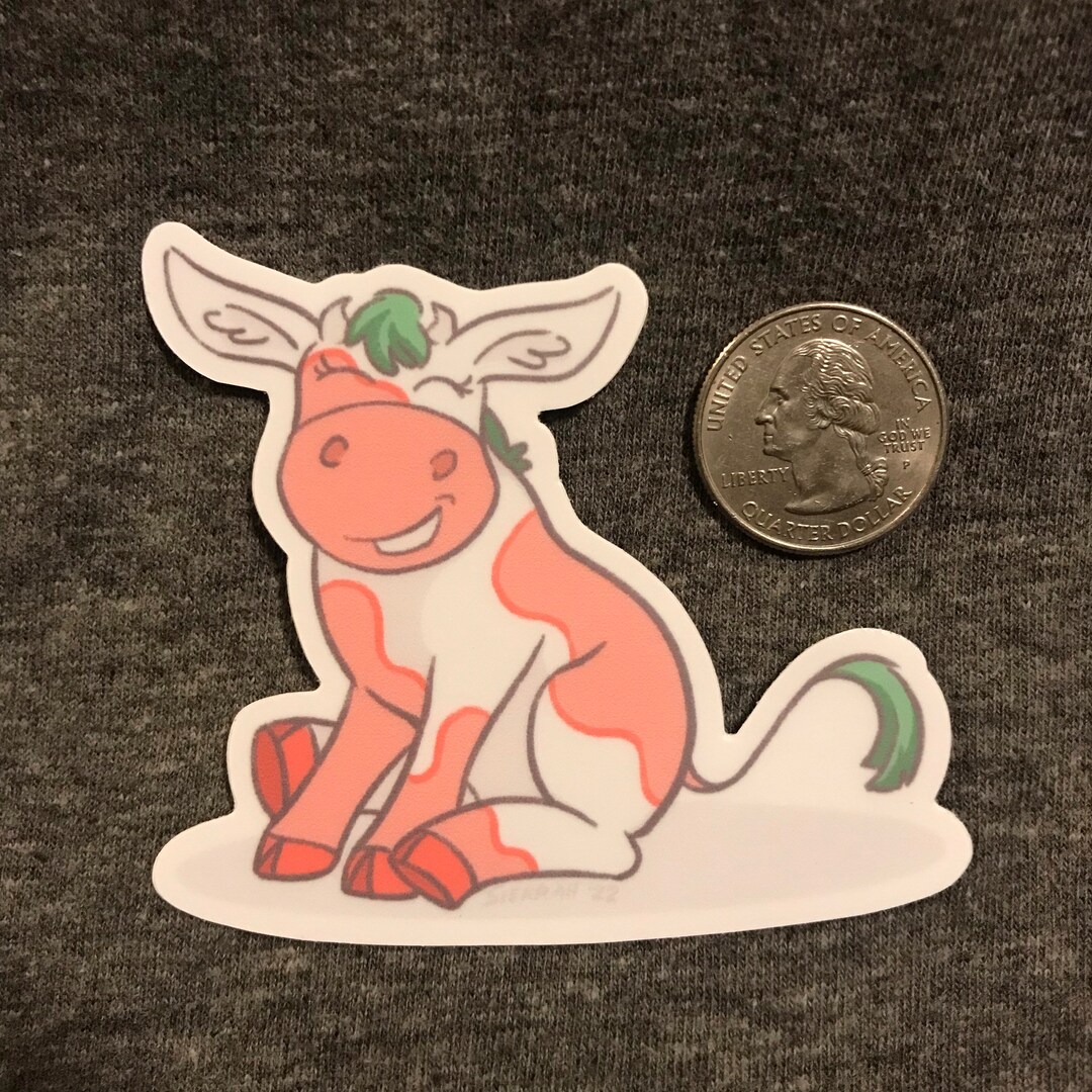 Strawberry Cow Vinyl Sticker - Etsy