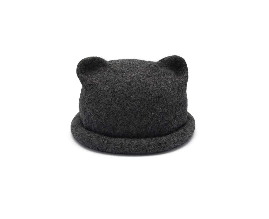 Cat Ears Hat Gray Wool Ears Felted Animal Unusual Animal Woolen Gift