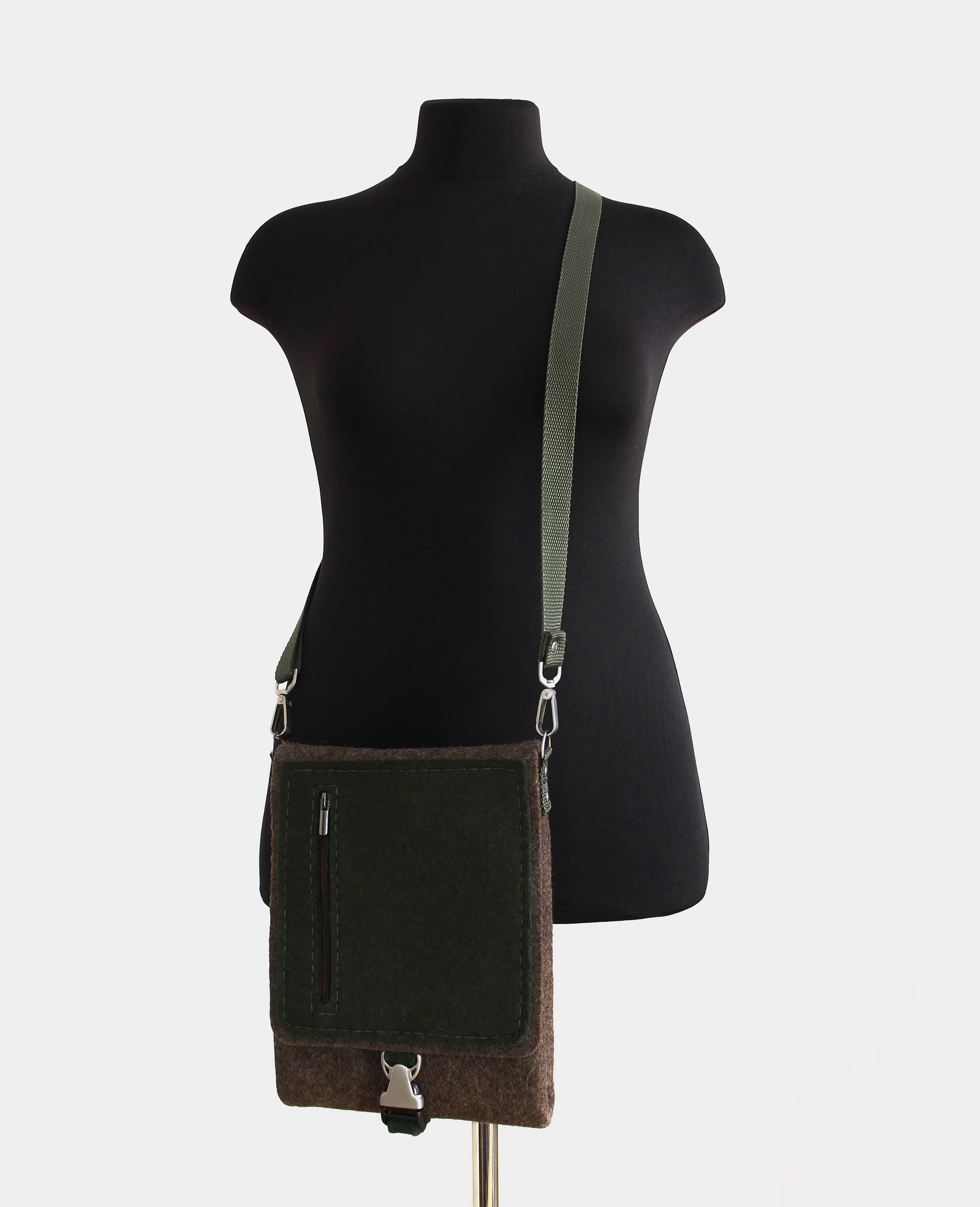 Shoulder Laptop Bag Brown Unisex Laptop Bag Crossbody Wool Etsy