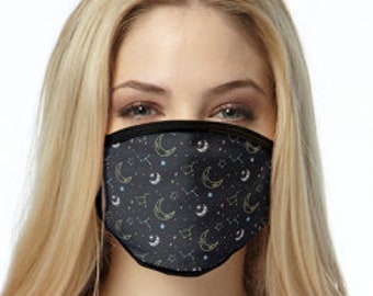 Moon and Stars Face Mask | Unisex Cotton Blend