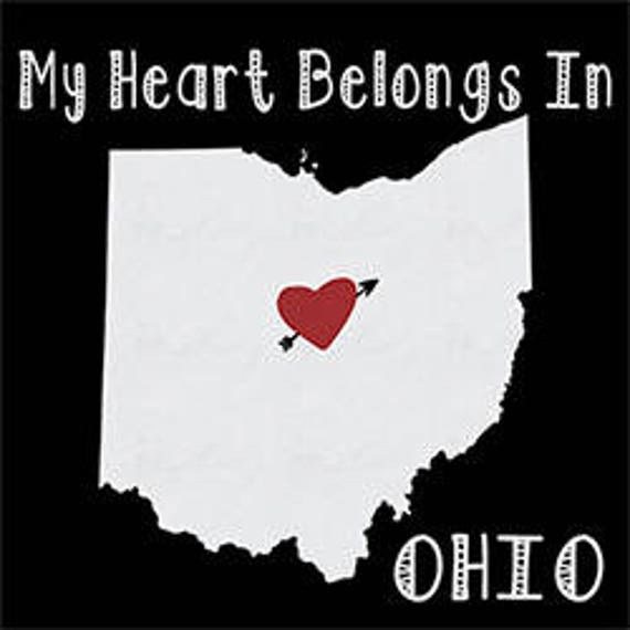 My Heart Belongs in Ohio Ladies T-Shirt Ohio State Home Shirts Sports Grey x13