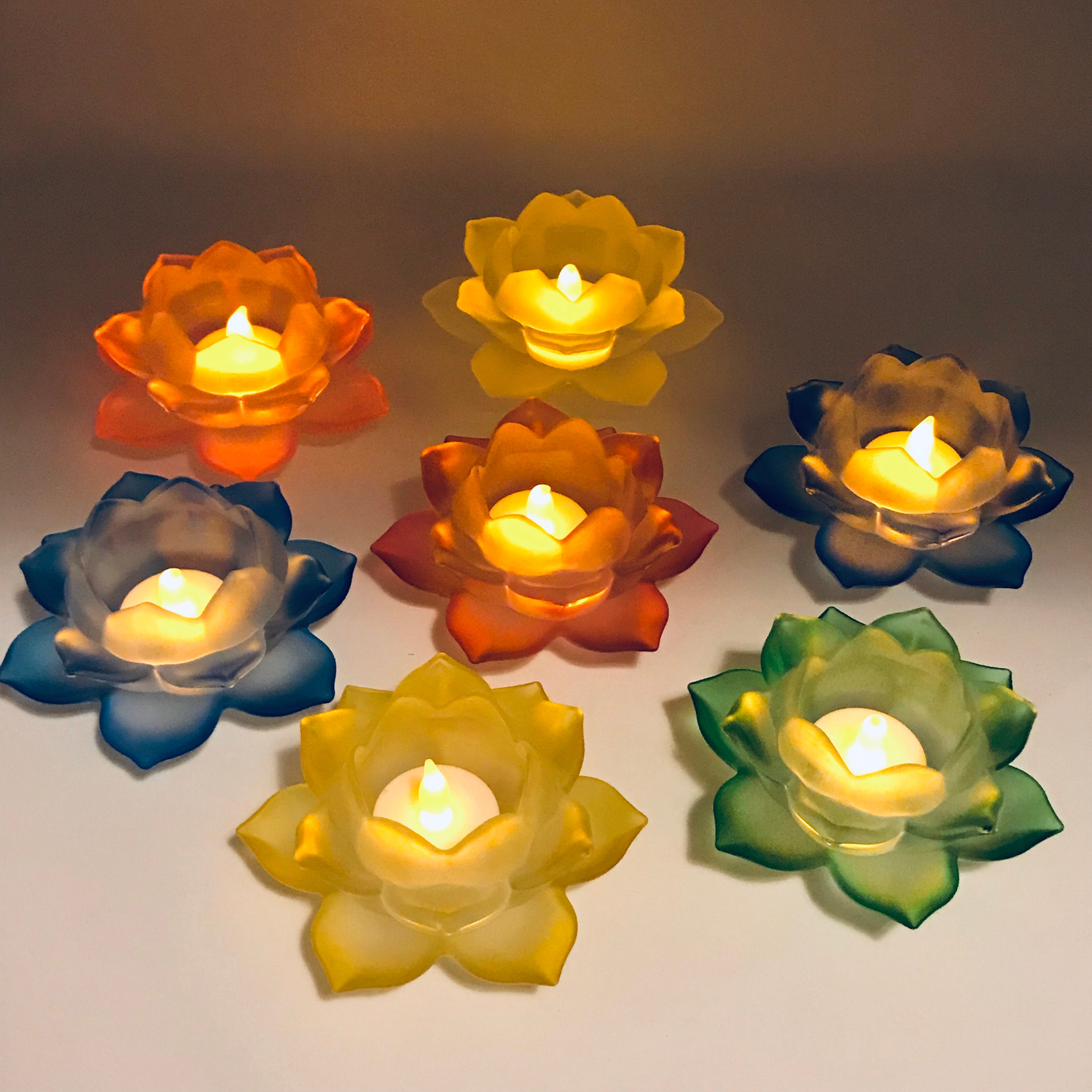 Lotus Flower Glass Tea light Holder Etsy