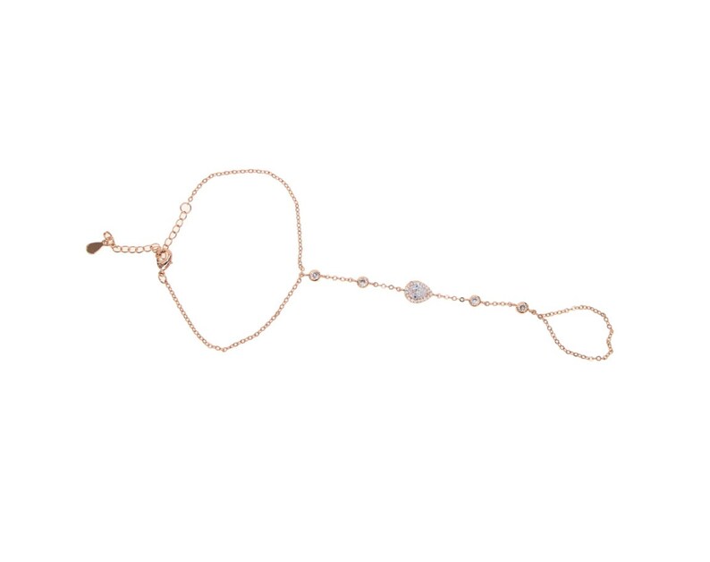 CZ Hand Chain Bracelet Delicate Hand Chain Bracelet Finger Ring Bracelet