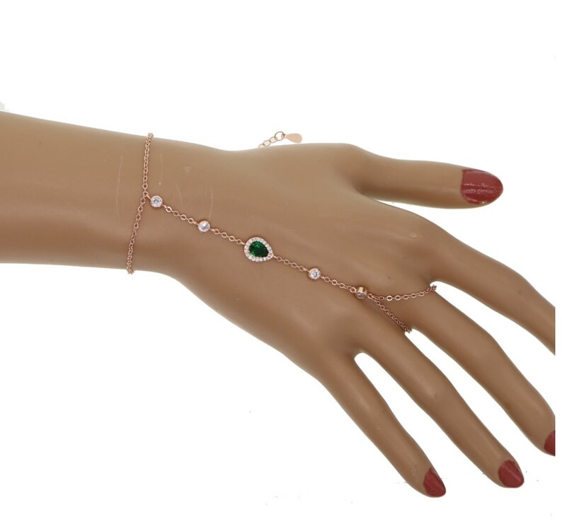 CZ Hand Chain Bracelet Delicate Hand Chain Bracelet Finger Ring Bracelet