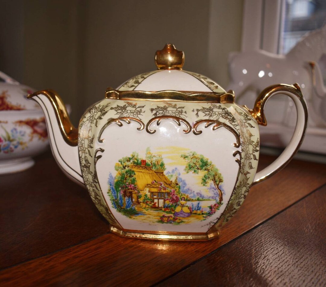 Stunning Sadler Crinoline Lady Cottage Garden Cube Teapot Etsy