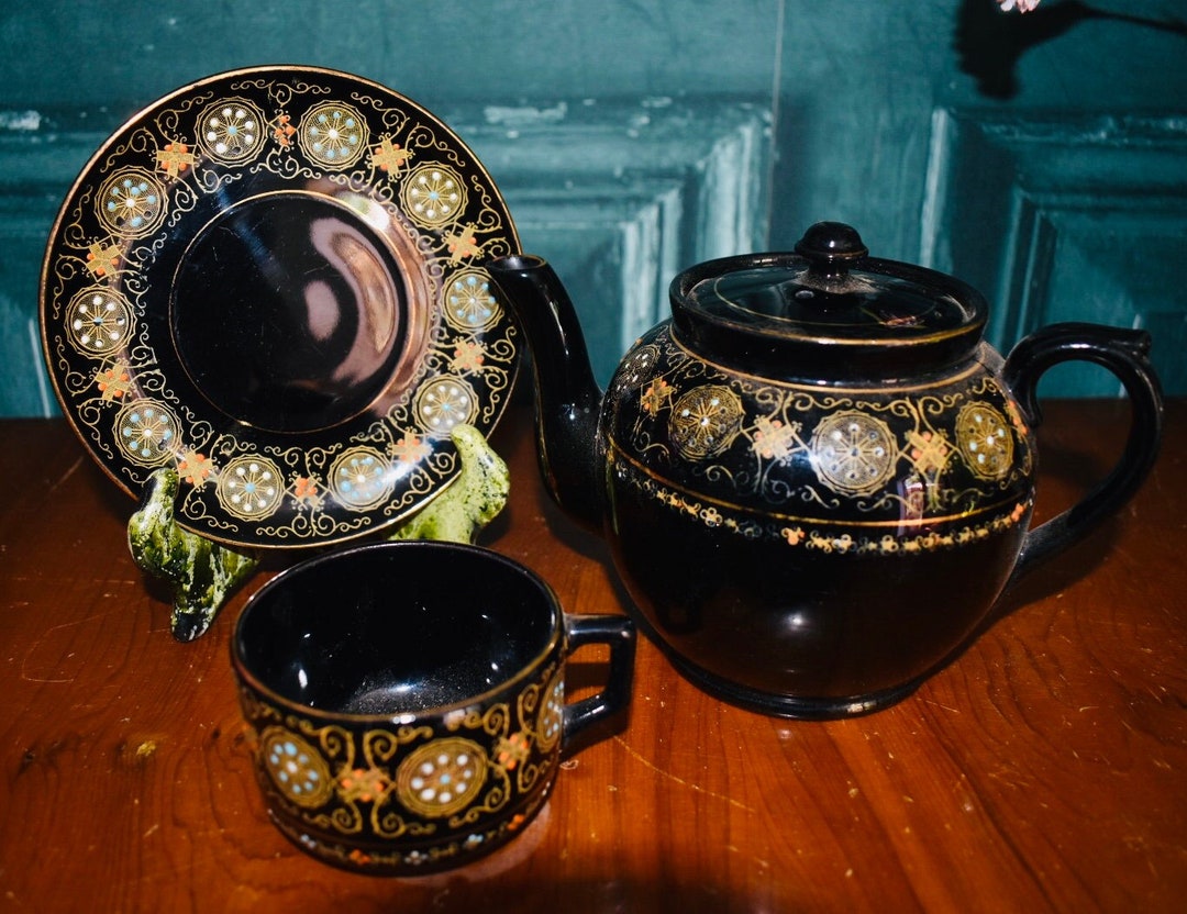 Black Victorian Tea Set for One Etsy