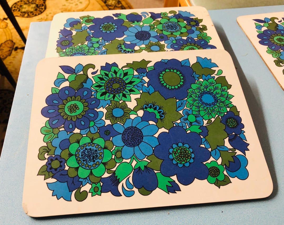 Table Placemats X8 1970s Design Cork Backed Placemats - Etsy