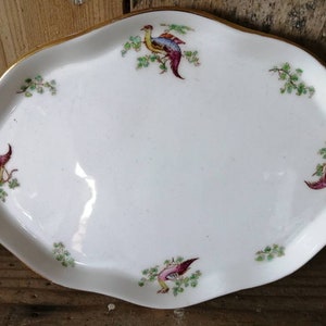 Stunning Royal Crown Staffordshire Chinese Bird Serving Dish, hand painted