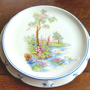 Vintage Falcon Ware Cake Stand: Blossom Time Pattern, 1930s