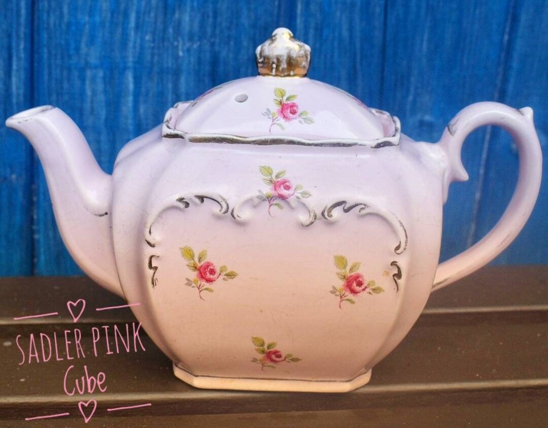 Pretty Pink Ditsy Roses Pink Sadler Cube Teapot Etsy