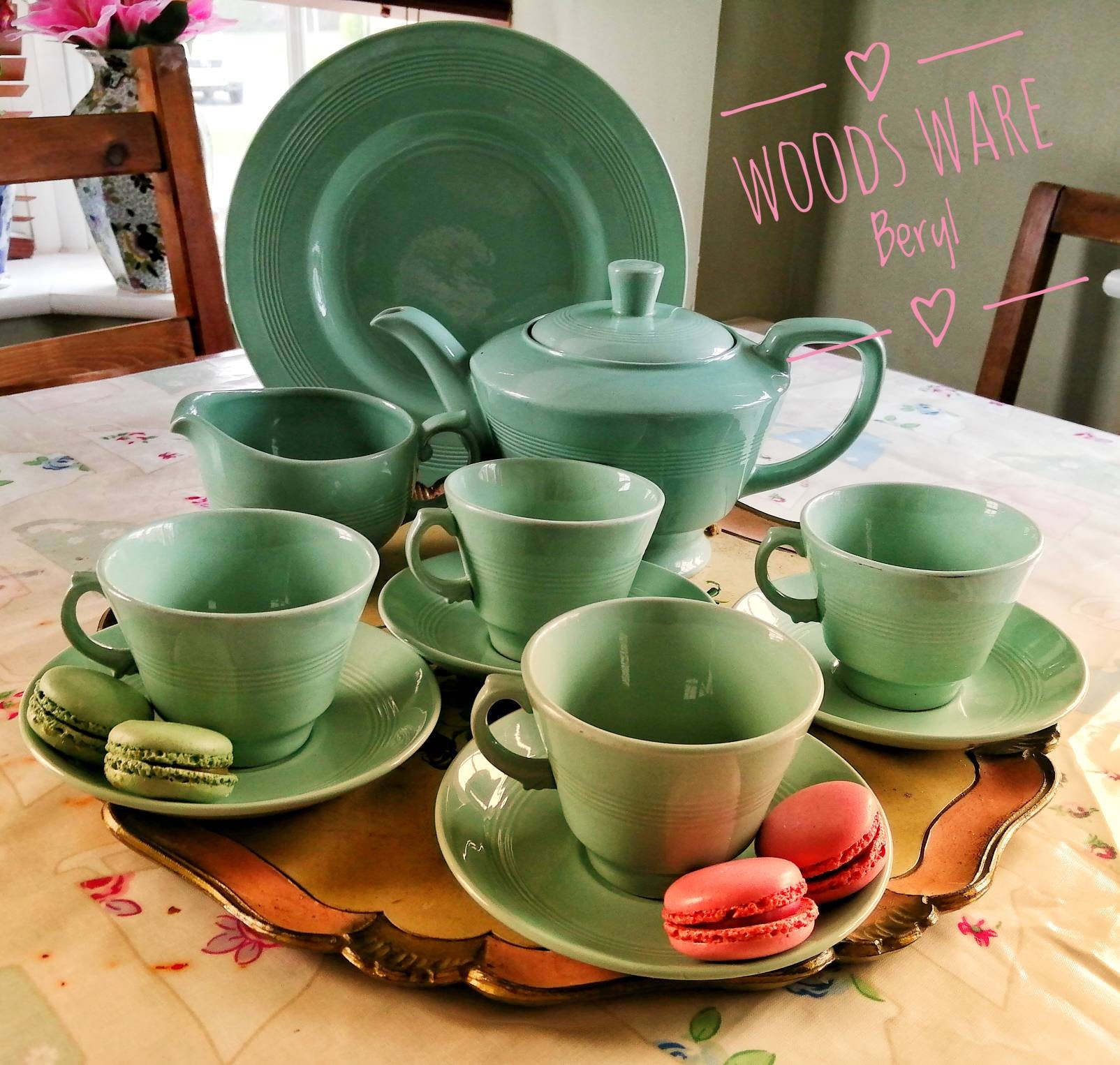 woods ware ＊ beryl / シリアルボウル4枚セット Woods Ware Beryl のカップ＆ソーサー | THUMB AND CAKES