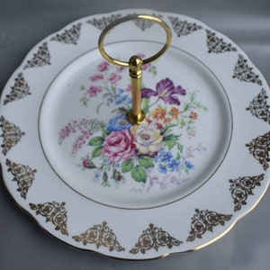 Stunning Floral Bouquet Royal Albert Cake plate with handle