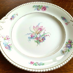 Large floral cake plate
