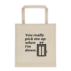 Reusable Pun Tote bag // Elevator Canvas Bag