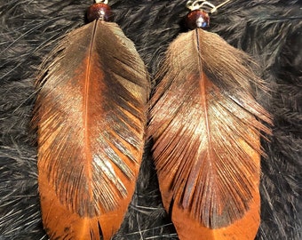 Feather Earrings, Brown Feathers, Natural Jewelry, Handmade, Boho Earrings