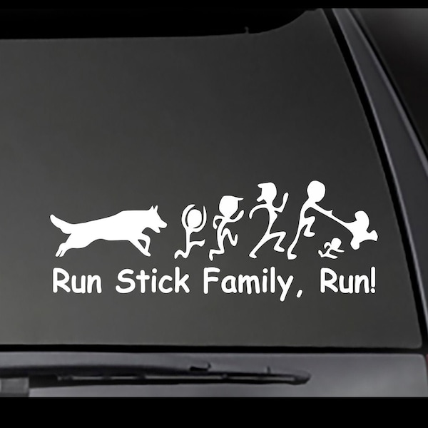 German shepherd decal, Run stick family, Run! Dog Car Sticker  dog car decal