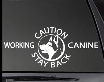 CAUTION Stay Back Working Canine decal sticker(Malinois)
