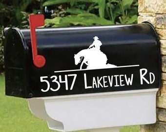 REINING HORSE - Personalized set of 2 matching mailbox decals!  MAI-68
