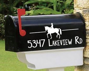 Dressage Horse and Rider, Personalized set of 2 matching mailbox decals!  For the dressage lover MAI-00062