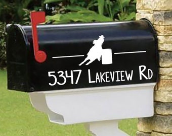 Barrel Horse Galloping Horse Rodeo Mailbox Decals - Personalized set of 2 matching mailbox decals!  MAI-00060