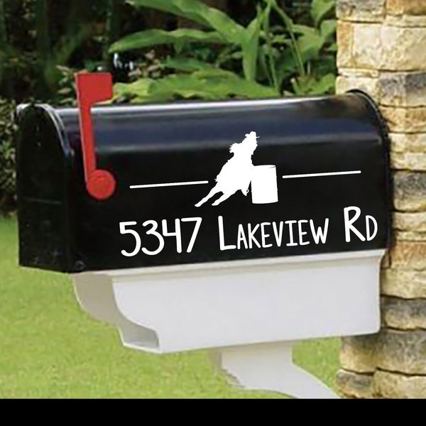Barrel Horse Galloping Horse Rodeo Mailbox Decals - Personalized set of 2 matching mailbox decals!  MAI-00060