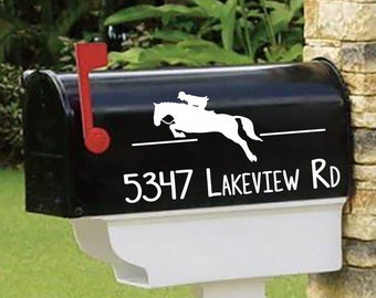 JUMPING HORSE - Personalized set of 2 matching mailbox decals!  MAI-00067