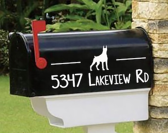 Doberman, Personalized set of 2 matching mailbox decals!  Doberman mailbox decal, doberman decor -058