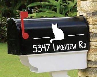 Cute CAT Mailbox Decal - Personalized set of 2 matching mailbox decals!  MAI-00070