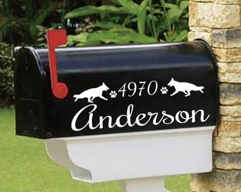 German Shepherd, Personalized set of 2 matching mailbox decals!  MAI-00077