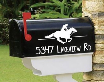 Barrel Horse Galloping Horse Rodeo Mailbox Decals - Personalized set of 2 matching mailbox decals!  MAI-00060