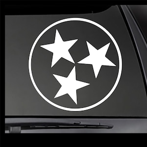 Tennessee State Tri Star Vinyl Decal - Car/Truck/Window Sticker TN-00016